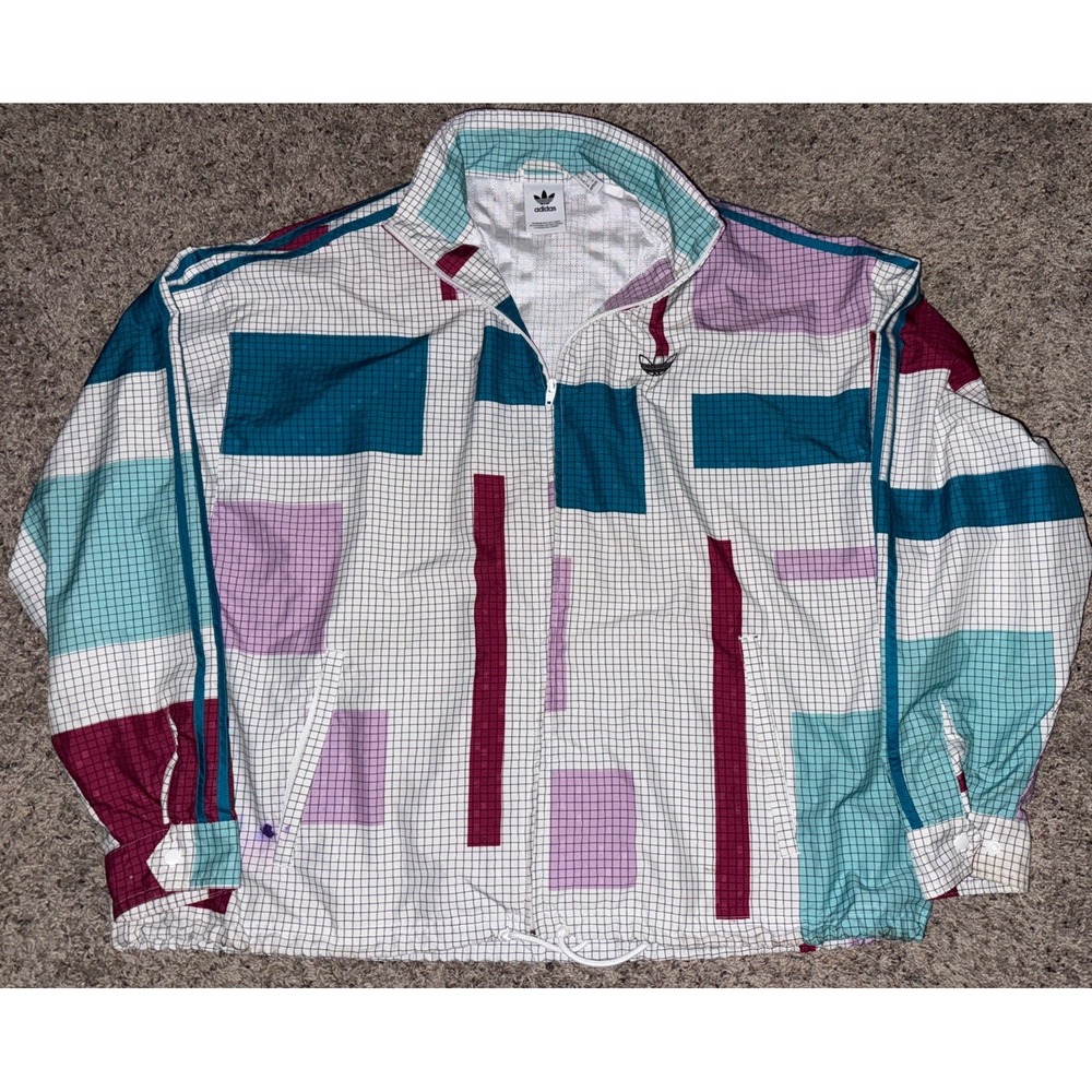 Adidas Originals Grid Block Wind‎ Jacket 90s Style Retro Size Medium